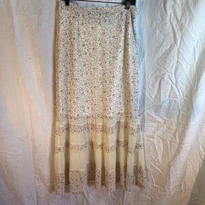 NEW layered skirt size 10 cream with pink & green flowers